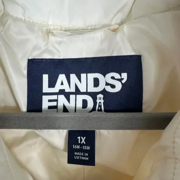 Lands' End White Plus Size Puffer Vest 1X 16W-18W - Picture 4 of 5